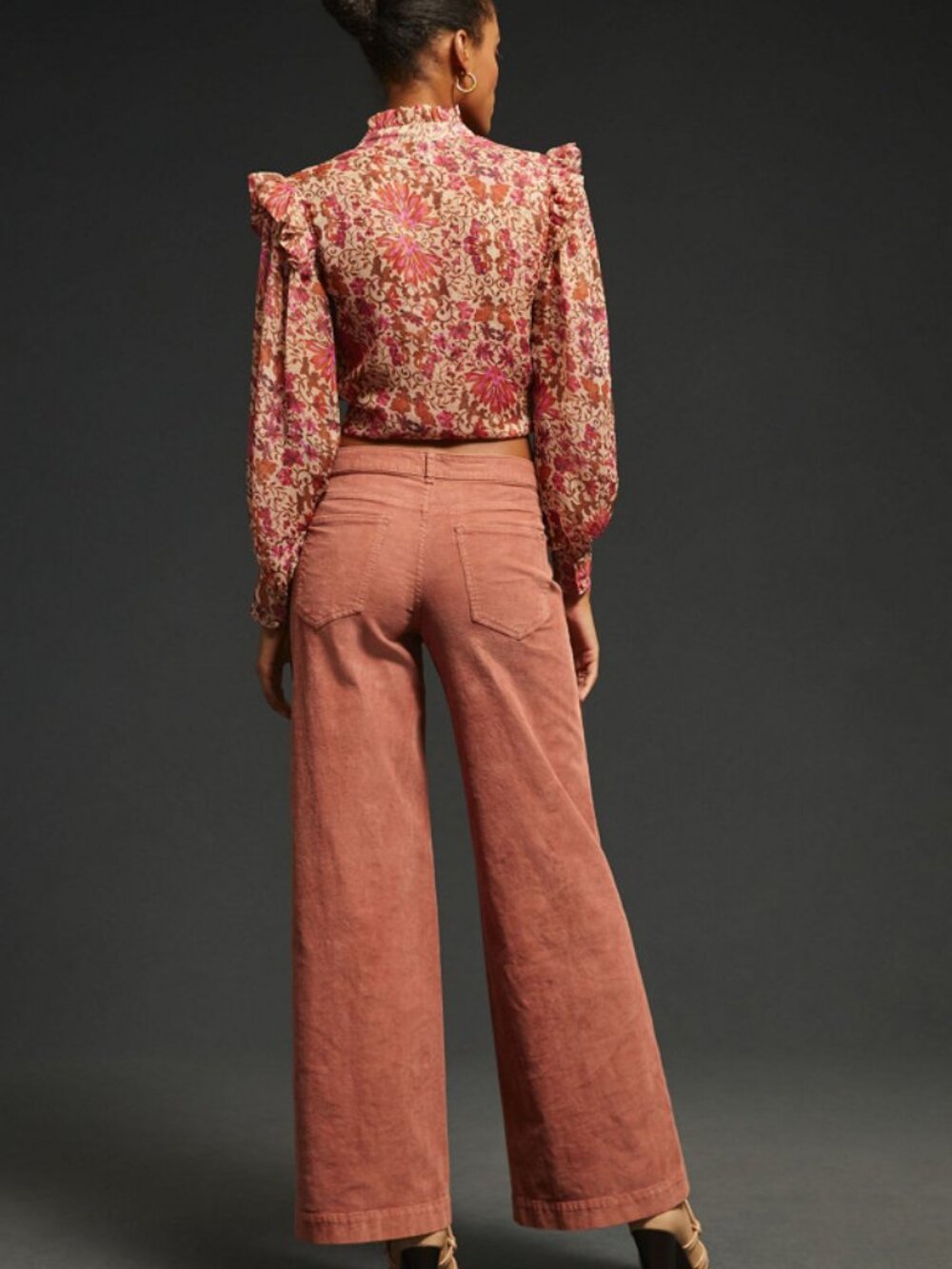 Pilcro Women's Corduroy Wide-Leg Jeans in Rust - Picture 2 of 14